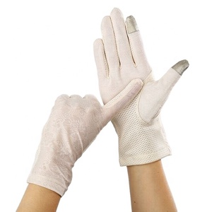 Gants de protection solaire <span class=keywords><strong>UV</strong></span> UPF 50+ pour femmes, en coton et dentelle, pour le sport, la conduite en extérieur, l'été, avec effet rafraîchissant et compatibles écran tactile - Product Image 2