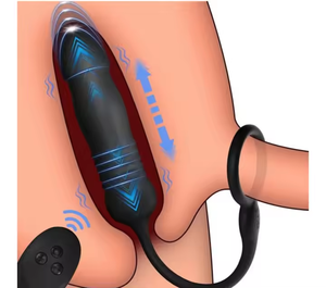 Ferngesteuerter App-gesteuerter Butt Plug mit Stoßfunktion, Prostata-Stimulator, Verzögerungsring für die Ejakulation, Analspielzeug, Analvibrator für Männer - Product Image 4