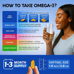 OEM/ODM soutient la clarté cognitive, la concentration et la mémoire, la santé de la vue, complément naturel d'oméga-3, huile de poisson en gélules, échantillon gratuit - Product Image 3