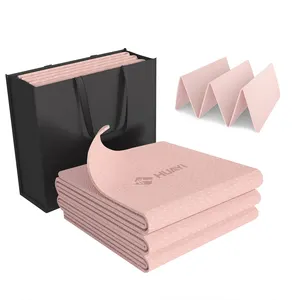 HUAYI Hemp Foldable Yoga Mat Jute Eco Friendly TPE Folding Fitness Exercise Washable Mat For Travel