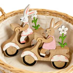 Nuevo Adorno de Madera Ecológico con Diseño de Conejito de Pascua en Bicicleta, Impreso en <span class=keywords><strong>3D</strong></span>, para Decoración del Hogar - Product Image 3