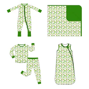 Custom Printed Designs Bamboo Baby Pajamas Suits Set Kids Clothing Factory Eco Friendly 2 Pcs Long Sleeve Casual Baby Set