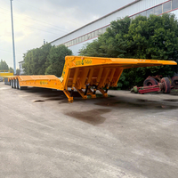Semi-remorque à plateau surbaissé à 4 essieux de 100 tonnes pour le transport de gros équipements et de machines, semi-remorque à plateau surbaissé hydraulique pliable à usage intensif