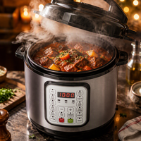 Cuisinière électrique à pression avec thermostat, pot intérieur antiadhésif en acier inoxydable de 6 L, fabrication industrielle
