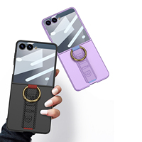 Estuche ultrafino impermeable a prueba de golpes para PC para Z Flip 5/6 con soporte de tira y soporte de pulsera de anillo de dedo