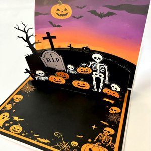 Nouvelles cartes de vœux 3D Halloween 2026 découpées au laser, motifs citrouille et crâne, faites à la main, pliables, pour cadeaux de festival - Product Image 5
