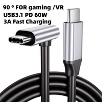 Cable USB 3.1 Tipo C a C Vertical de 90 Grados DFX de 1M con Carcasa de Aluminio para SSD, Monitor, Control de Drones