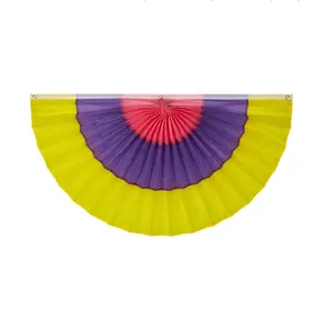 Hot Sale Günstigerer Preis Factory Outlet Custom Frühling/Ostern Baumwolle Plissee Fan Nylon Flag Bunting-Pink/Flieder/Gelb-24 "X 48"