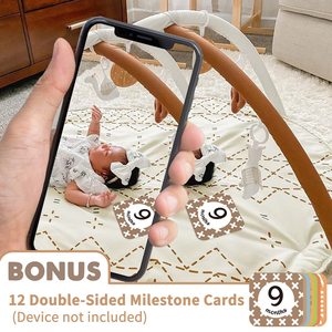 Sensory and Motor Skill Development Macrame Baby Play Gym <strong>Mat</strong> with 6 Detachable Toys and 12 <strong>Milestone</strong> Cards Activity <strong>Mat</strong> - Product Image 4