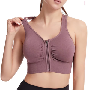 Sujetador deportivo con cremallera para mujer, talla grande, resistente a los golpes, sujetador para yoga, correr, fitness, ropa interior femenina - Product Image 1