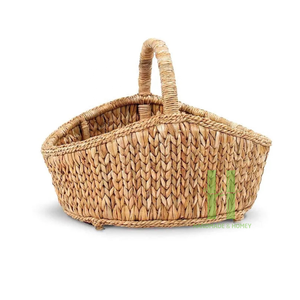 Cesta de almacenamiento de jacinto de agua festoneada tejida para organización del hogar, almacenamiento hecho a mano, cesta de ropa hecha en Vietnam - Product Image 6