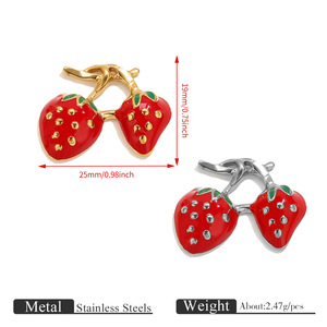 HB891 Abalorios <span class=keywords><strong>de</strong></span> Acero <span class=keywords><strong>de</strong></span> Titanio Hipoalergénico con Esmalte Vintage, Fresas y Rosas con Detalles <span class=keywords><strong>de</strong></span> <span class=keywords><strong>Perlas</strong></span>, Fornituras <span class=keywords><strong>de</strong></span> Joyería en Oro/Plata - Product Image 6