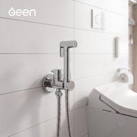 Robinet d'angle en laiton chromé avec support de pommeau de douche intégré, robinet d'arrêt mural pour bidet