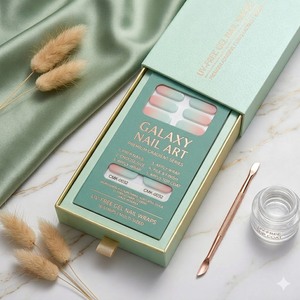 Bandes de gel semi-durcies pour ongles avec motif Aura Ombré Menthe & Sorbet Pêche pour une esthétique Clean Girl, pour ongles DIY et de salon - Product Image 1