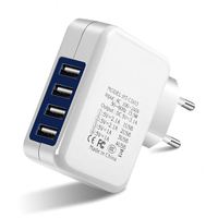 Adaptateur de chargeur de voyage 5V 3A Plat 4-USB 20W Hub de chargeur mural avec prises UK & AU 220V 110V Chargeur multi-ports