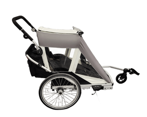 Remorque de vélo pliable 2-en-1 pour bébé et enfant, simple ou double siège, avec auvent en tissu Oxford et cadre en alliage d'aluminium - Product Image 3