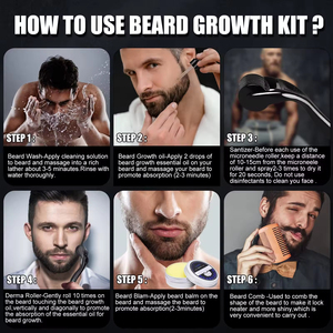 Kit per la Cura della Barba da Uomo con Olio, Rasoio, Pettine, Balsamo, Etichetta Personalizzata e Confezione, Set per la Crescita della Barba Pura per Gentiluomini - Product Image 5