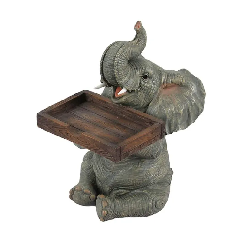 Cute Countertop Table Top Resin Elephant Display Figure Ornament Card Holder Desk Business Card Organizer for Home Office Table