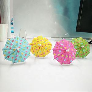 Decoraciones para Fiestas Hawaianas con Temática Tropical, Adornos para Cupcakes, Sombrillas de Colores para Bebidas con Forma de Estrella de Cinco Puntas - Product Image 2