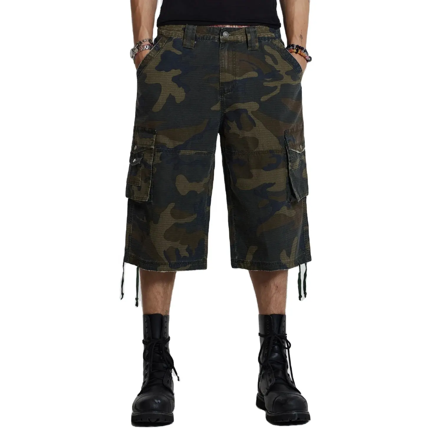 Streetwear personnalisé Short cargo délavé camouflage multi-poches pour hommes