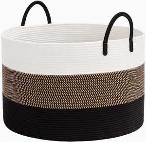 Customized Color Round Shape Woven Rope Basket with Handles Blanket Living Room <b>Baby</b> Toy Nursery <b>Storage</b> Large Round Laundry - Product Image 1