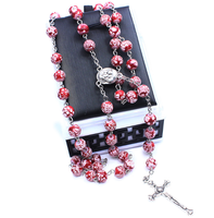 Collier de prière en céramique, chapelet catholique ique, perles d'imitation, ornements religieux, collier croisé, offre spéciale
