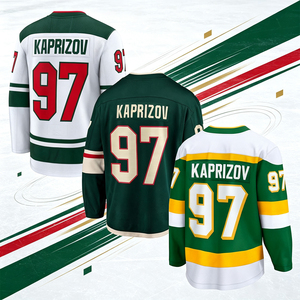 Maillots de hockey pour hommes entièrement cousus, modèle Hot Player, Brock Faber, Matthew Boldy, Marc-Andre Fleury, Quinn Hughes, Kirill Kaprizov, tailles S-3XL - Product Image 1