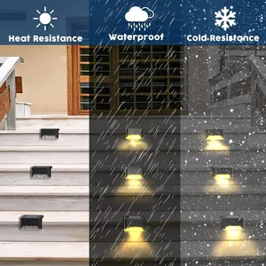 Lampes murales et <span class=keywords><strong>de</strong></span> terrasse LED solaires étanches IP65 5000K lumière du jour avec capteur <span class=keywords><strong>de</strong></span> lumière pour l'extérieur, les marches, les patios et les jardins - Product Image 4