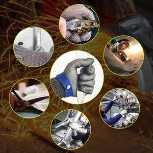 Guantes resistentes a cortes de alambre de acero, grado A9, para cocina, manipulación de pescado, procesamiento de ostras, resistentes al desgaste de acero inoxidable - Product Image 1