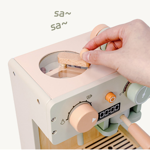 Machine à café miniature en bois multifonctionnelle pour l'apprentissage et le développement cognitif, modèle de jouet éducatif en gros - Product Image 1