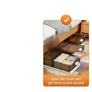 Boîte de rangement pliable en plastique grande capacité avec roulettes, bacs de rangement sous le lit pour vêtements de chambre à coucher - Product Image 4