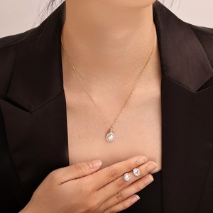 Conjunto de Collar y Aretes de Cobre Chapado en Oro Perla Brillante, Joyería de Lujo para Mujer, Conjuntos de Joyería de Moda para Fiesta - Product Image 2