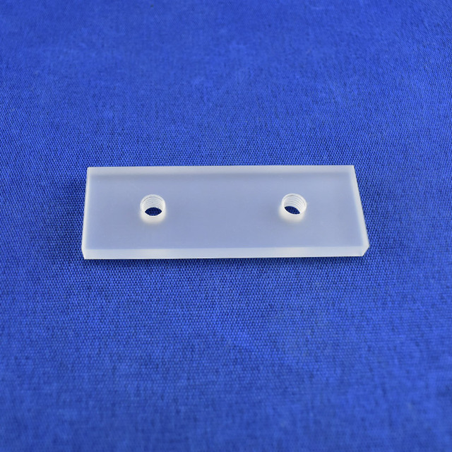 Optical Grade Frosted Quartz Substrate With Double Threaded Holes, Heatproof Quartz Fixture Slab for Laboratory Devices