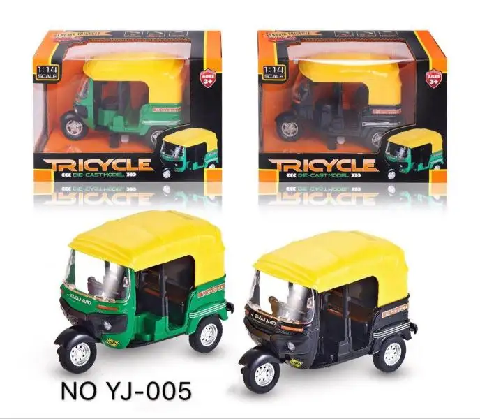 Không Khí Cởi Mở Taxi Diecast Đồ Chơi Xe Kéo Trở Lại Thái Ba Bánh Kim Loại Xe Đồ Chơi