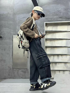 Pantalon de travail en denim à jambe large pour garçon - Product Image 5