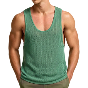 <span class=keywords><strong>Camiseta</strong></span> sin mangas de punto para <span class=keywords><strong>hombre</strong></span>, color liso, para gimnasio y deporte, estilo casual de verano, ajustada y transpirable, chaleco deportivo de punto para <span class=keywords><strong>hombre</strong></span>. - Product Image 1