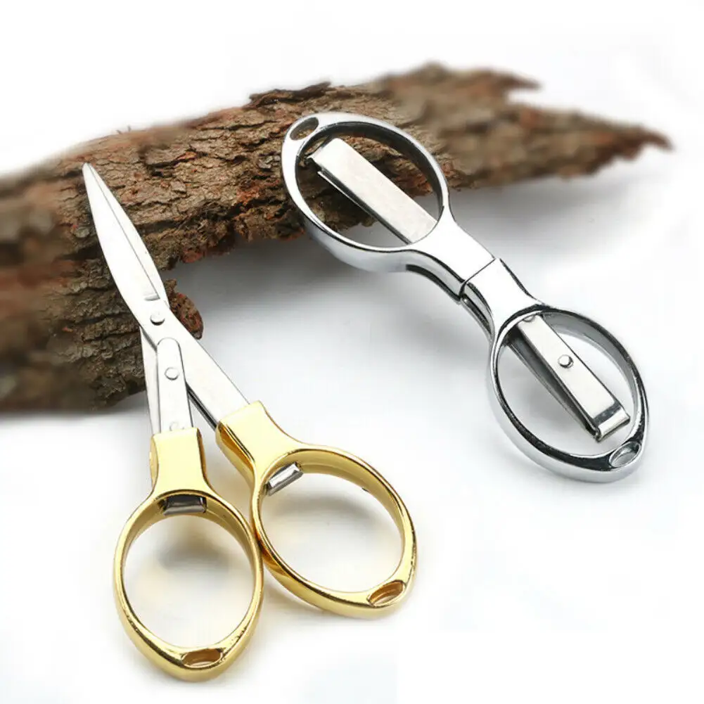 Factory new Portable travel mini shears foldable Stainless Steel Folding scissors for paper string craft shred
