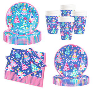 DAMAI Nuevo Juego de Vajilla para Fiesta de Cumpleaños Infantil con Diseño de Gorro, Incluye 7 y 9 Platos de Papel, Vasos y Servilletas para 8 Invitados - Product Image 5