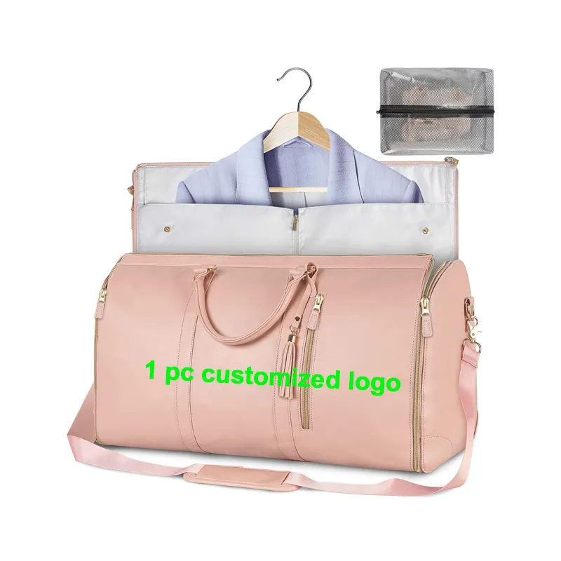Бесплатная Настройка, модная Роскошная Складная розовая дорожная сумка для фитнеса из искусственной кожи для женщин, сумка для переноски одежды