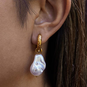 Retro Vintage Estilos Joyería Pendientes Perla Zircon Acero Inoxidable Gota Pendientes 18K Elegante para Mujer - Product Image 3