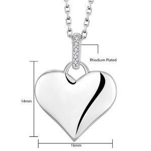 Collier pendentif cœur simple en argent sterling 925 avec anneau orné de CZ, chaîne à breloque polie, cadeau pour femme, bijoux en gros - Product Image 6