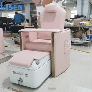Kisen newest type high quality luxury modern pink pu leather color optional foot spa pedicure chair for beauty salon furniture