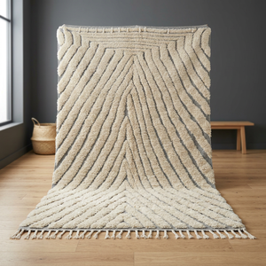 Handmade Organic Wool Area Rug Geometric Pattern <b>Plush</b> Thick Bohemian Style Rectangle Living Room Rug With Tassels - Product Image 1