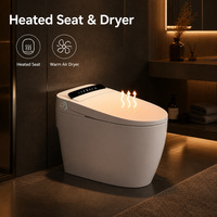WC intelligent avec télécommande, siège chauffant, double chasse d'eau, cuvette allongée, à poser au sol, désodorisation automatique, drainage en P ou en S