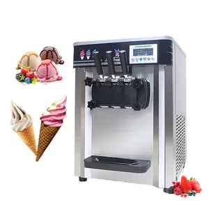 Portable Soft Ice Cream Machine Commercial With 2+1 Flavors Table Ice Cream Maker
