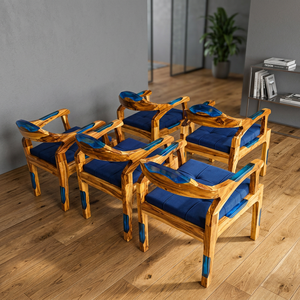 Luxury Solid Wood Epoxy Resin <b>Armchair</b> Handmade Modern Wooden Accent Chair for Home Hotel Cafe Furniture - Product Image 5