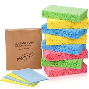 100% Natural Wood Pulp Plastic Free Kitchen Cleaning Scrub Cellulose Dish Cleaning Sponge Cellulose Sponge
