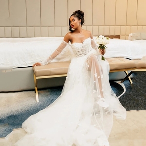 elegant maid of honor dresses with sleeves Cream V-neck Short Sleeves Column Elegant Long Bridesmaid Dresses, CB0275 main image 1