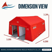 Tente de décontamination gonflable modulaire à double couche à installation rapide, abri imperméable en PVC 30 pour toutes les saisons, conception multi-chambres