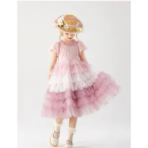 Vestido de fiesta de boda de lentejuelas de estilo europeo para niñas, vestido de princesa de tul en capas para cupcakes de moda, diseños de vestido para niñas de 3 a 12 años